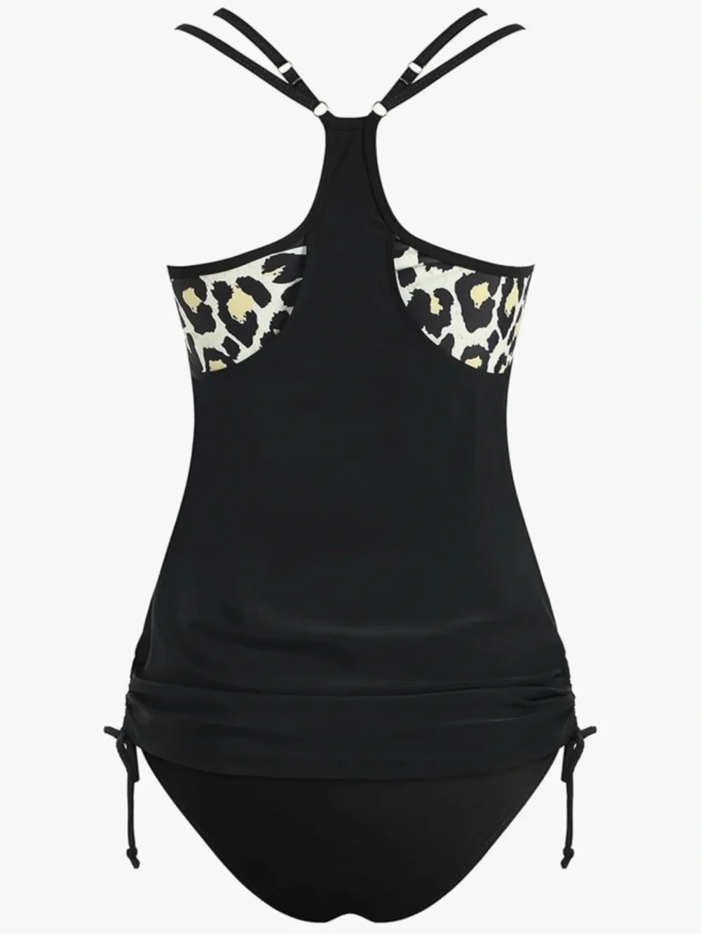 Zaful Black Tankini with Camo-Trim Straps